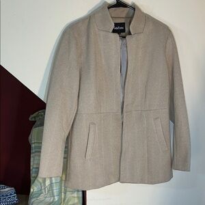 Beige Women's Herringbone Blazer - Light Tan L‎